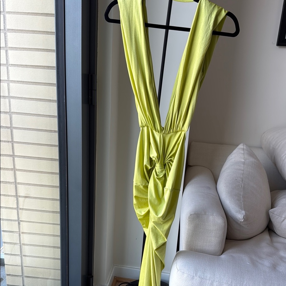 SARAKINIKO NIA DRAPED MAXI DRESS- lime green